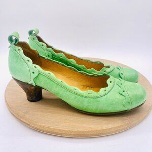 Rovers Shoes Womens 8.5 39 Green Leather Scalloped Pumps